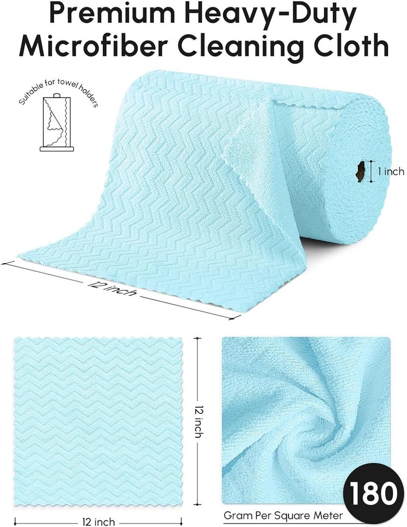 SOOWASH Microfiber Cleaning Cloths Roll, 75 Pack Tear Away Microfiber Towels Roll, 12" x 12" Lint Free Rags, Reusable Cleaning Cloths, Washable, Scratch Free,Ultra Absorbent Dish Rags(Blue Ripple) - Image 3